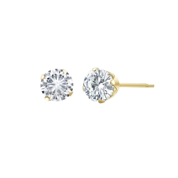 CERTIFIED 14K Yellow Gold .46 Diamond Stud Earrings Moissanite Anniversary - Picture 2 of 5
